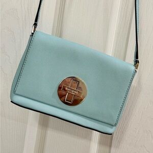 Kate Spade Light Blue Saffiano Leather Turn-Lock Crossbody WKRU2256